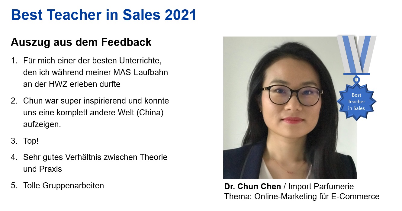 Du betrachtest gerade Best Teacher in Sales 2021